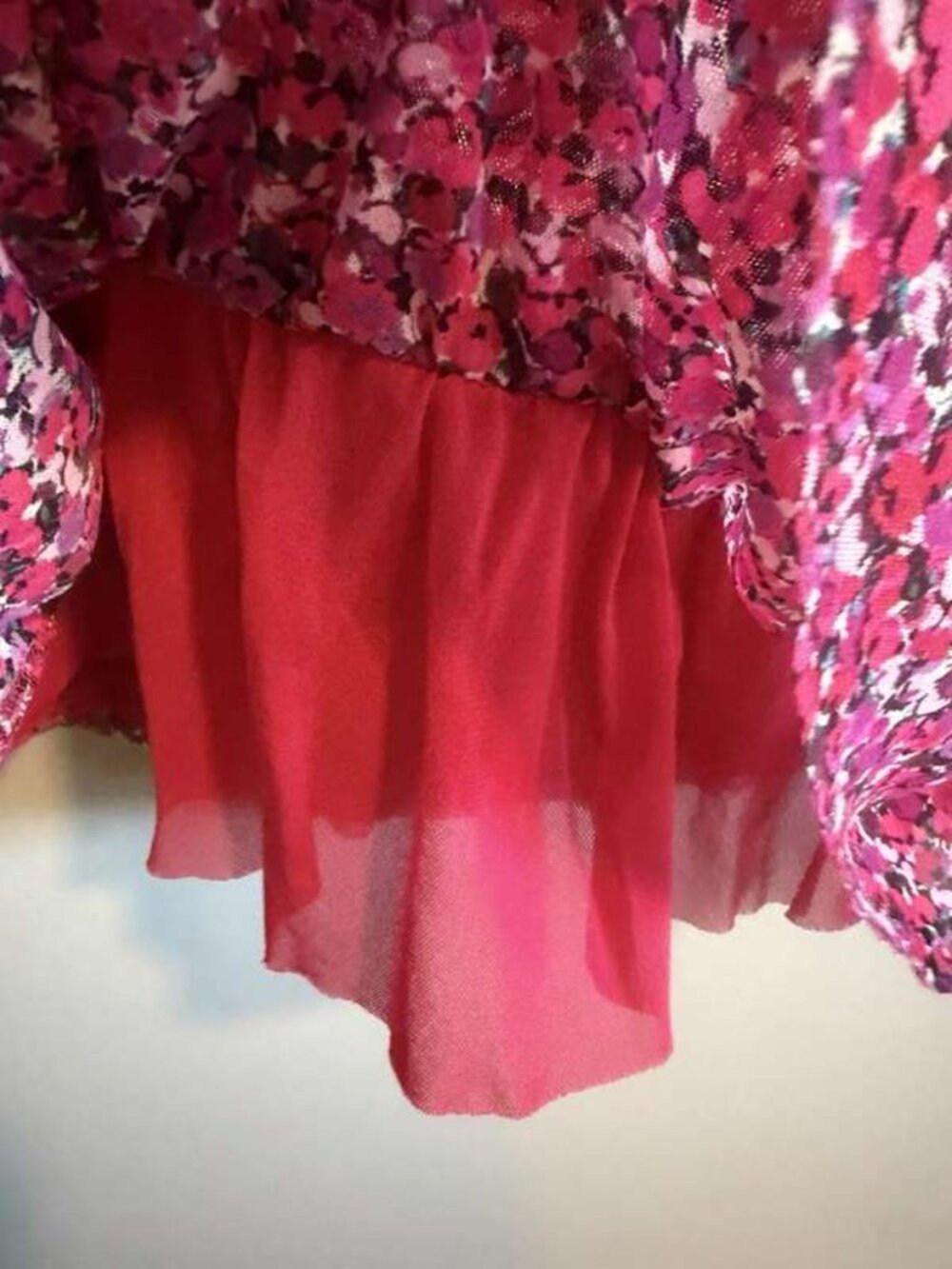 Pink Floral One-Shoulder Ruffle Top - Picture 2 of 2